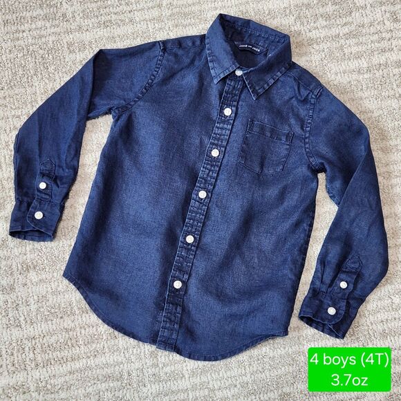 Janie and Jack boys The Linen Shirt navy blue size 4 - Picture 1 of 9